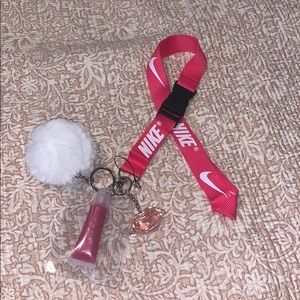 Pink and white nike lanyard